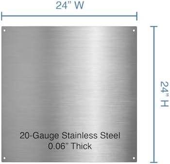 Summit 24" Wide Stainless Steel Backsplash | 24” Height Kitchen Backsplash, Dimensions 24.0" H x 24.0" W x 0.06" D, Made in the USA