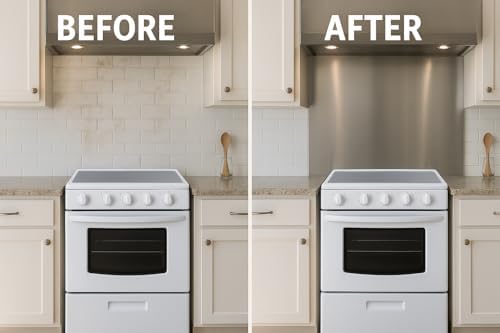 Summit 24" Wide Stainless Steel Backsplash | 24” Height Kitchen Backsplash, Dimensions 24.0" H x 24.0" W x 0.06" D, Made in the USA