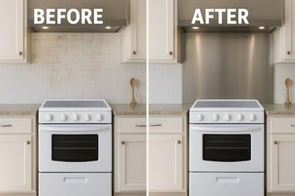 Summit 24" Wide Stainless Steel Backsplash | 24” Height Kitchen Backsplash, Dimensions 24.0" H x 24.0" W x 0.06" D, Made in the USA