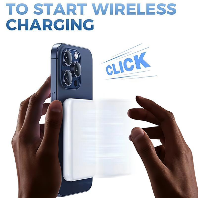 5000mAh Magnetic Power Bank for iPhone 12–17 Series, Works Best with MagSafe Case or No Case, Portable Wireless Charger fathersdaygift