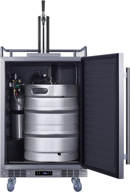 Summit 24" Outdoor Beer Kegerator, Stainless Steel - SBC683OS | 5.6 cu.ft Interior, Weatherproof, Complete tap kit, Included
