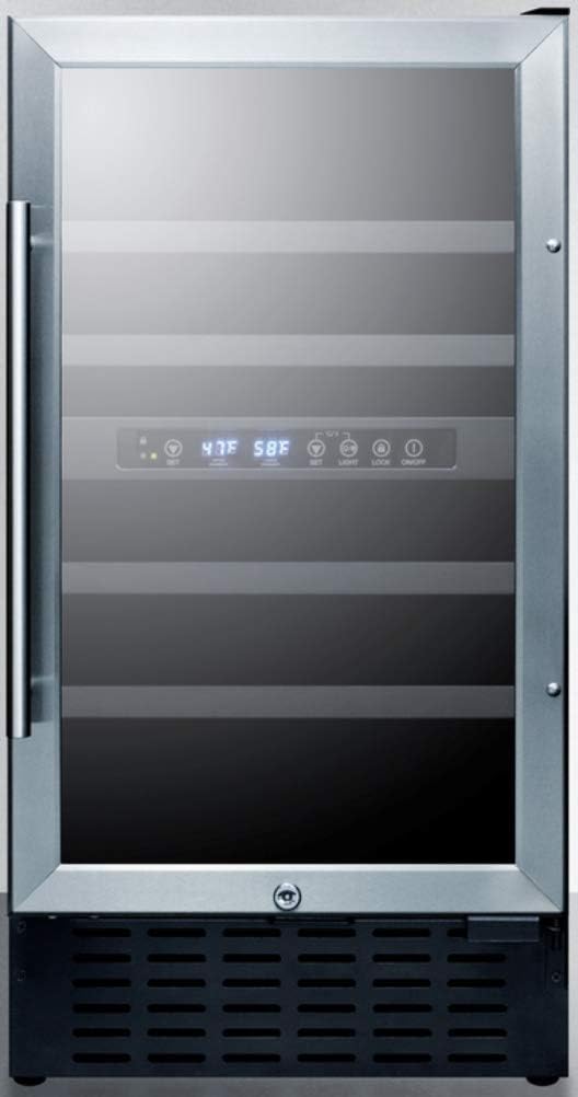 Summit 18” Wine Cellar, Stainless Steel- SWC182Z | 28 Bottle Capacity, Commercially Approved, 3.3 cu.ft.Capacity, Built-In