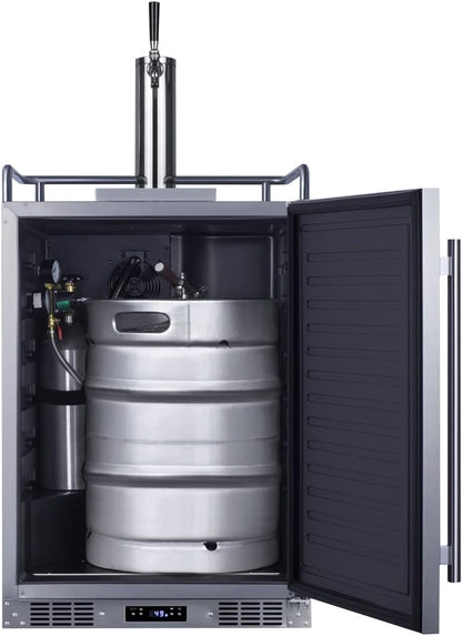 Summit 24" Outdoor Beer Kegerator, Stainless Steel - SBC683OS | 5.6 cu.ft Interior, Weatherproof, Complete tap kit, Included