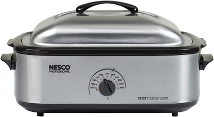 NESCO 4816‑14 Electric Roaster Oven for Everyday Home Cooking, White 6‑Quart Countertop Roaster with Porcelain Coated Steel Cookwell
