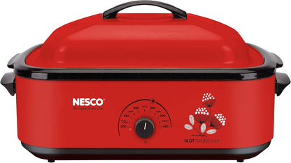 NESCO 4816‑14 Electric Roaster Oven for Everyday Home Cooking, White 6‑Quart Countertop Roaster with Porcelain Coated Steel Cookwell