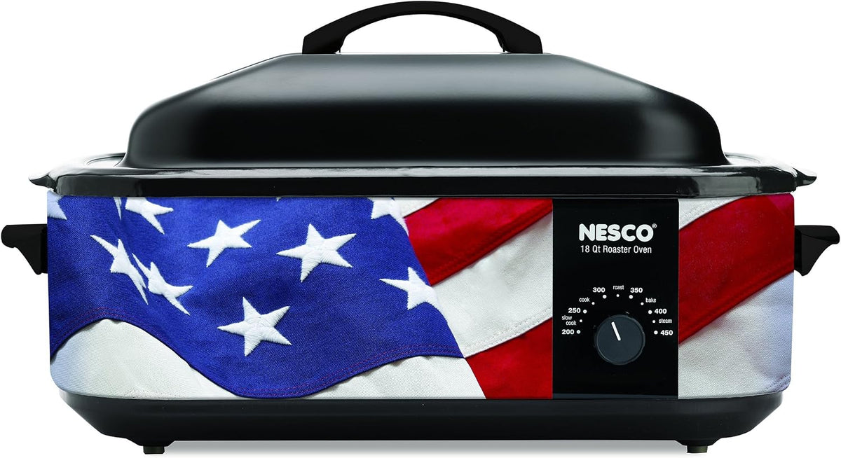 NESCO 4816‑14 Electric Roaster Oven for Everyday Home Cooking, White 6‑Quart Countertop Roaster with Porcelain Coated Steel Cookwell
