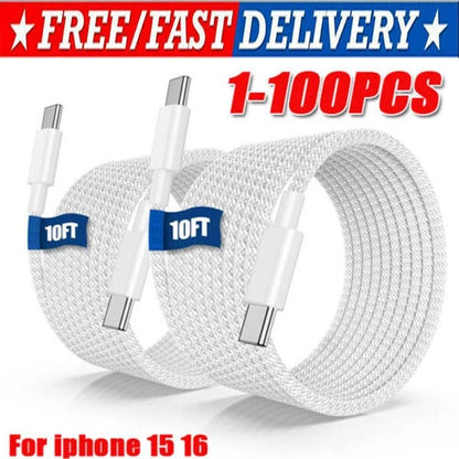 IPhone 16 15 Pro Max USB-C to USB-C Cable Fast Charger lot Type C Charging Cord