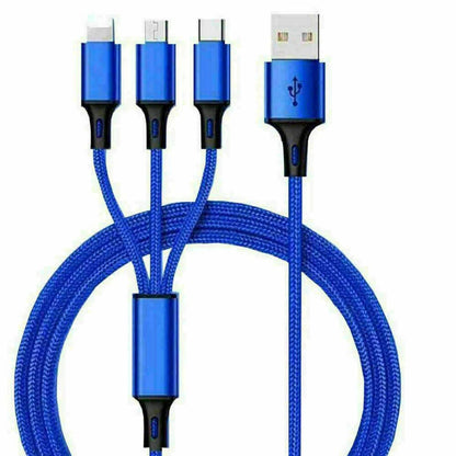 3in1 Fast USB Charging Cable Universal Multi Function CellPhone Charger Cord LOT