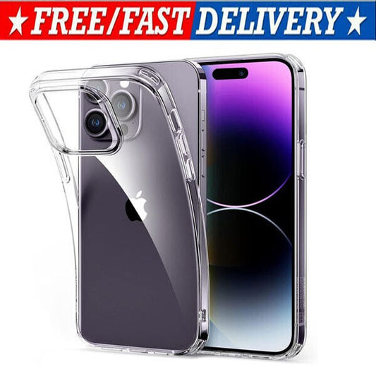 For iPhone 15 14 13 12 11 Pro Max Soft Silicone Clear Cover Shockproof Case lot
