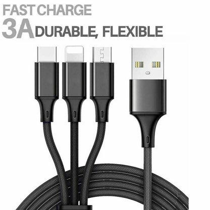 3in1 Fast USB Charging Cable Universal Multi Function CellPhone Charger Cord LOT