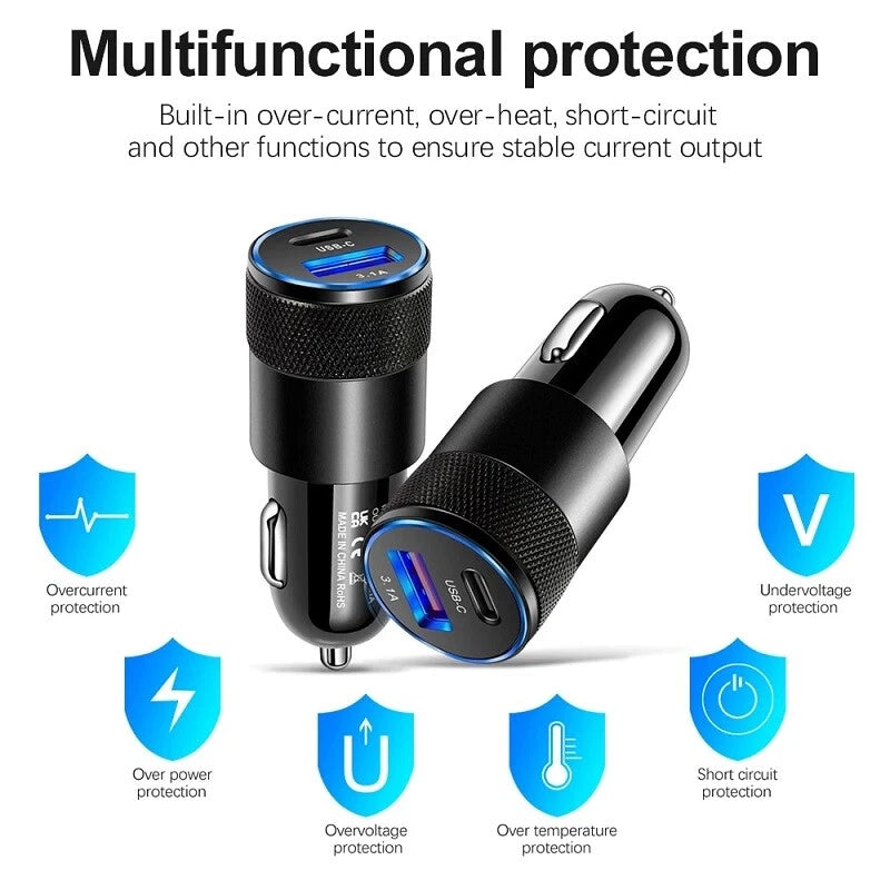 Dual USB PD Type-C Car Charger 30W Fast Adapter For iPhone 14 13 11 Pro Max lot