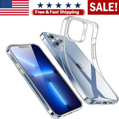 For iPhone 15 14 13 12 11 Pro Max Soft Silicone Clear Cover Shockproof Case lot