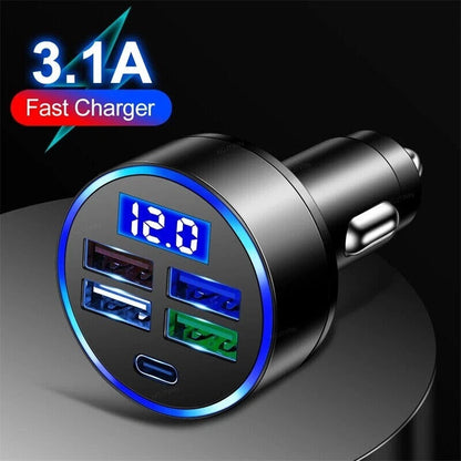 5 USB Port Super Fast Car Charger Adapter for iPhone Samsung Android Phone LOT