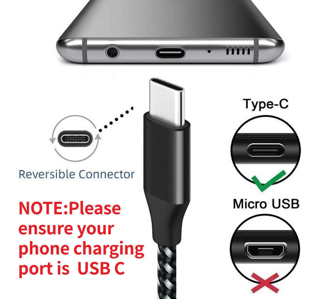Braided USB C Type-C Fast Charging Data SYNC Charger Cable Cord 3/6/10FT Lot