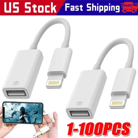 To Camera USB Female OTG Connector Adapter Cable For Apple iPhone iPad iPod lot