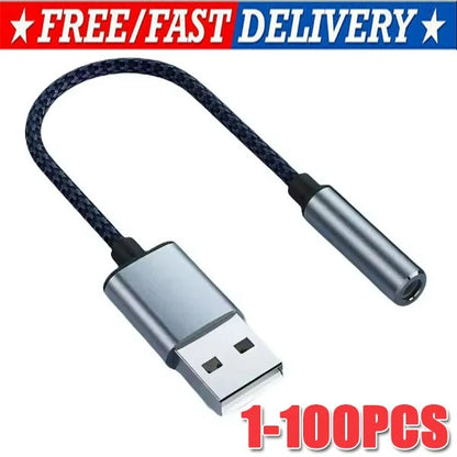 New USB Type A To 3.5mm AUX Female Audio Headphone Jack Cable Adapter Lot