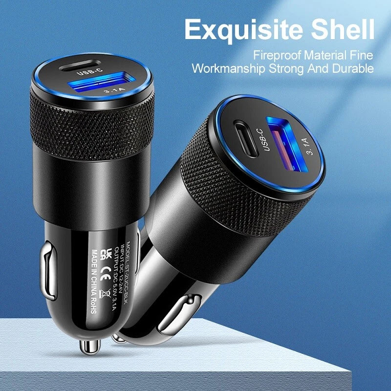 Dual USB PD Type-C Car Charger 30W Fast Adapter For iPhone 14 13 11 Pro Max lot
