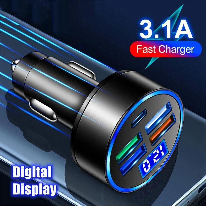 5 USB Port Super Fast Car Charger Adapter for iPhone Samsung Android Phone LOT