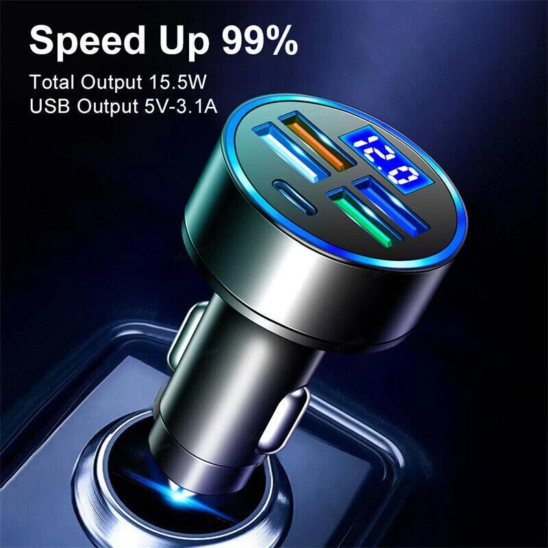 5 USB Port Super Fast Car Charger Adapter for iPhone Samsung Android Phone LOT