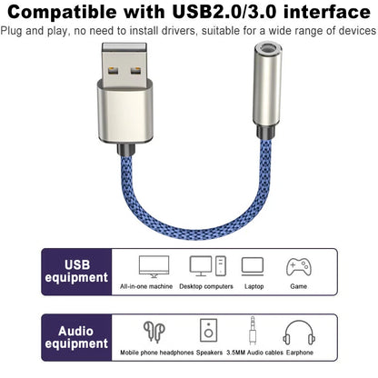 New USB Type A To 3.5mm AUX Female Audio Headphone Jack Cable Adapter Lot