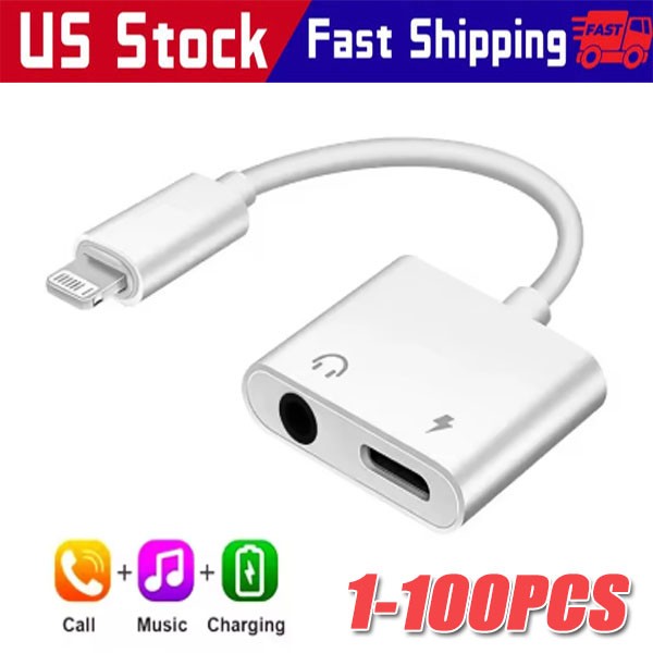 For iPhone 14 13 12 11 Pro to3.5mm AUX Headphone Jack Adapter Audio Splitter lot